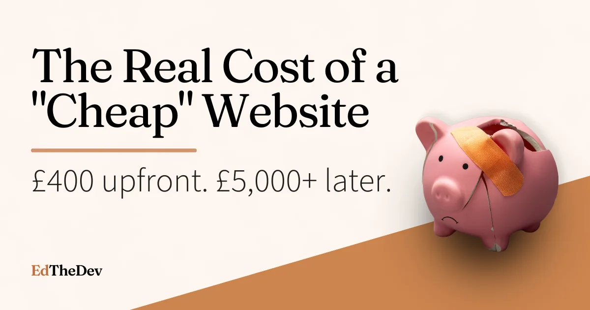Hidden costs of cheap websites - calculator showing escalating expenses