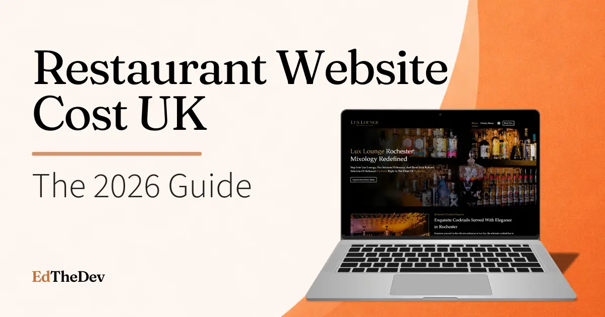 Restaurant website cost UK - pricing options displayed on laptop screen