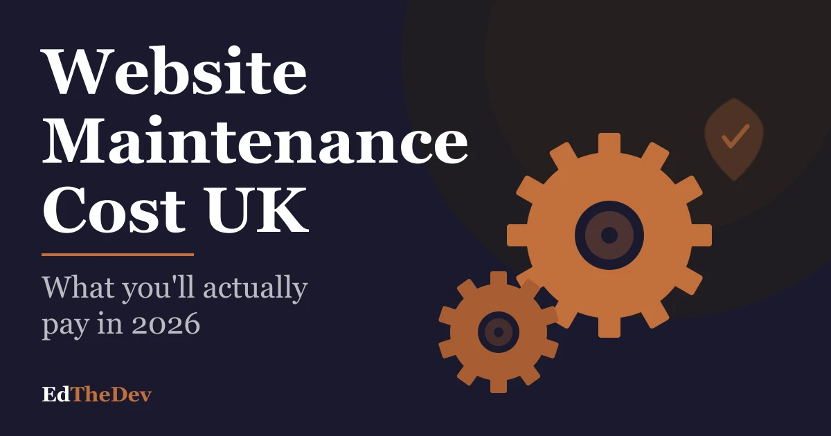 Website maintenance cost breakdown showing UK pricing on a laptop screen