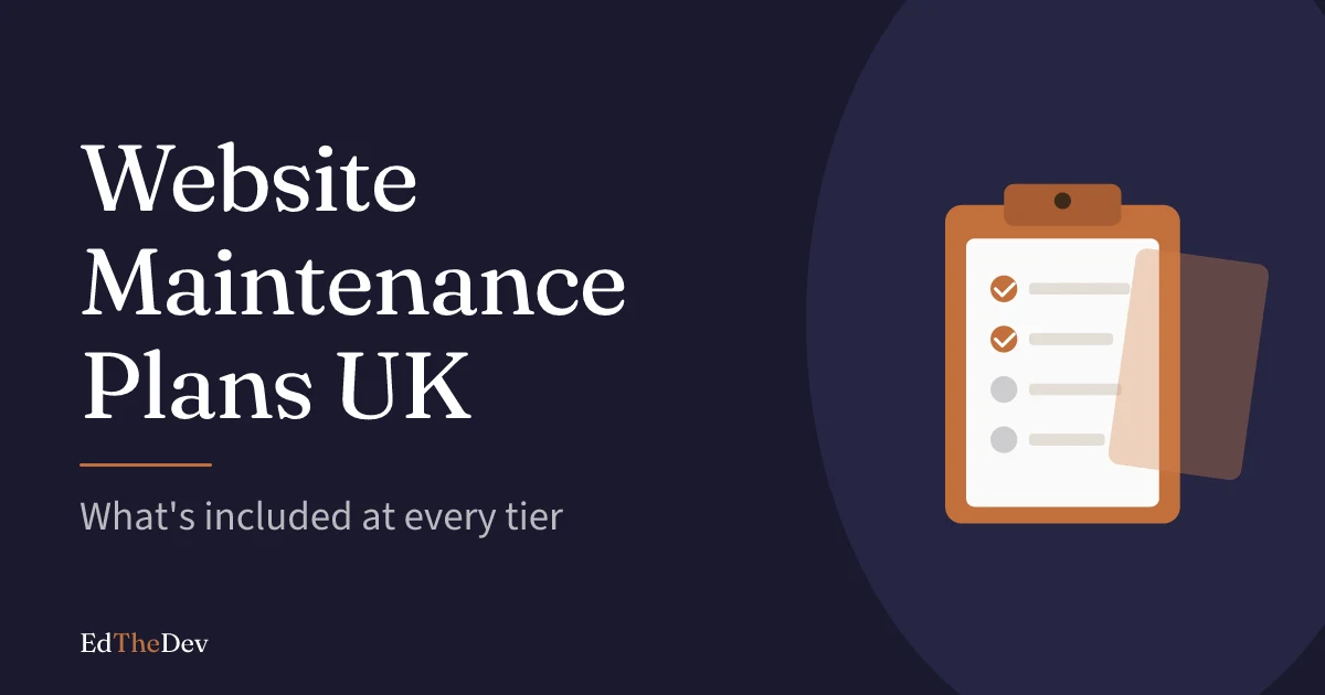 Website maintenance plans UK comparison showing different service tiers