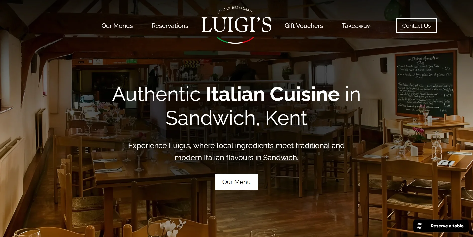 Luigi's Italian Restaurant website after redesign - modern, mobile-friendly design